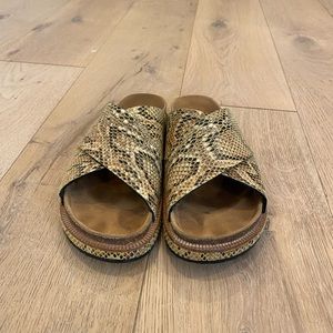 Free People Sidelines Footbed Snakeskin Sandals size US 8/EU 38